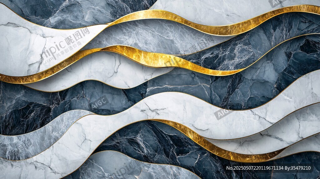 大理石金纹波浪装饰图案