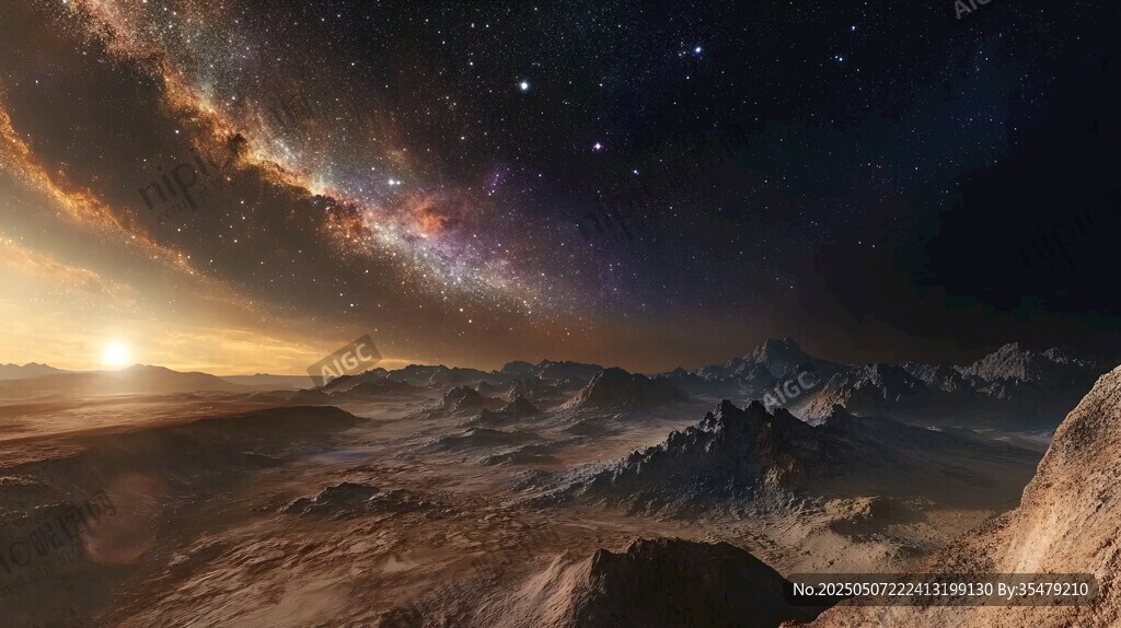 梦幻星际下的荒凉外星地貌