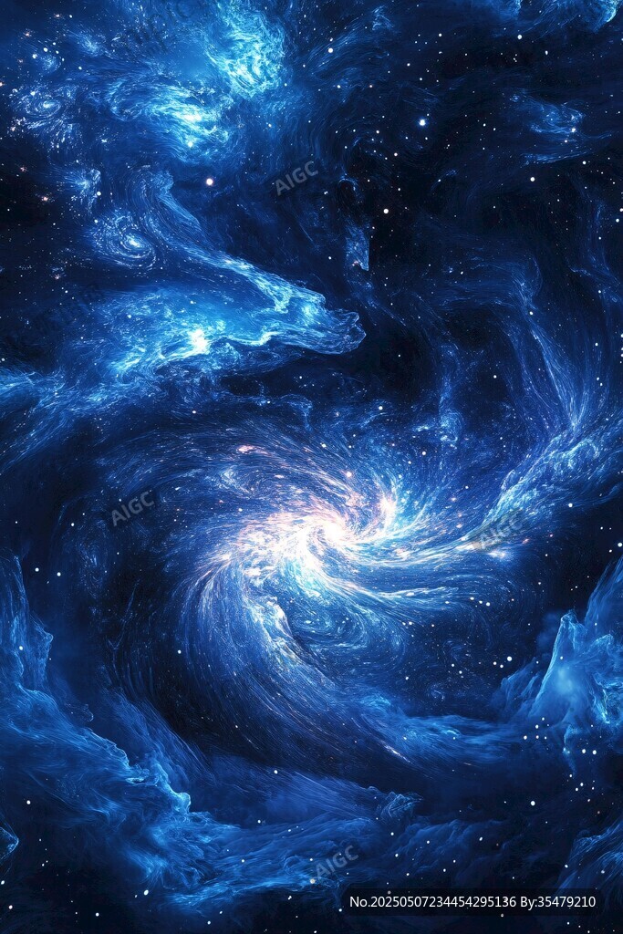 梦幻蓝色漩涡星系星空图