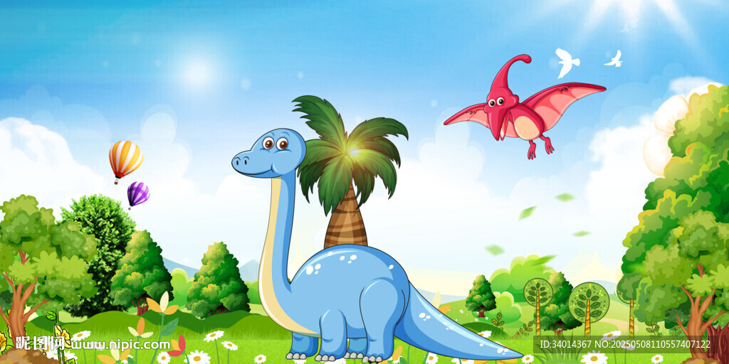 卡通恐龙儿童房背景