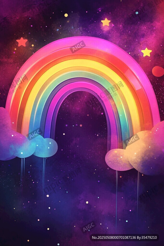 梦幻彩虹星空奇幻场景