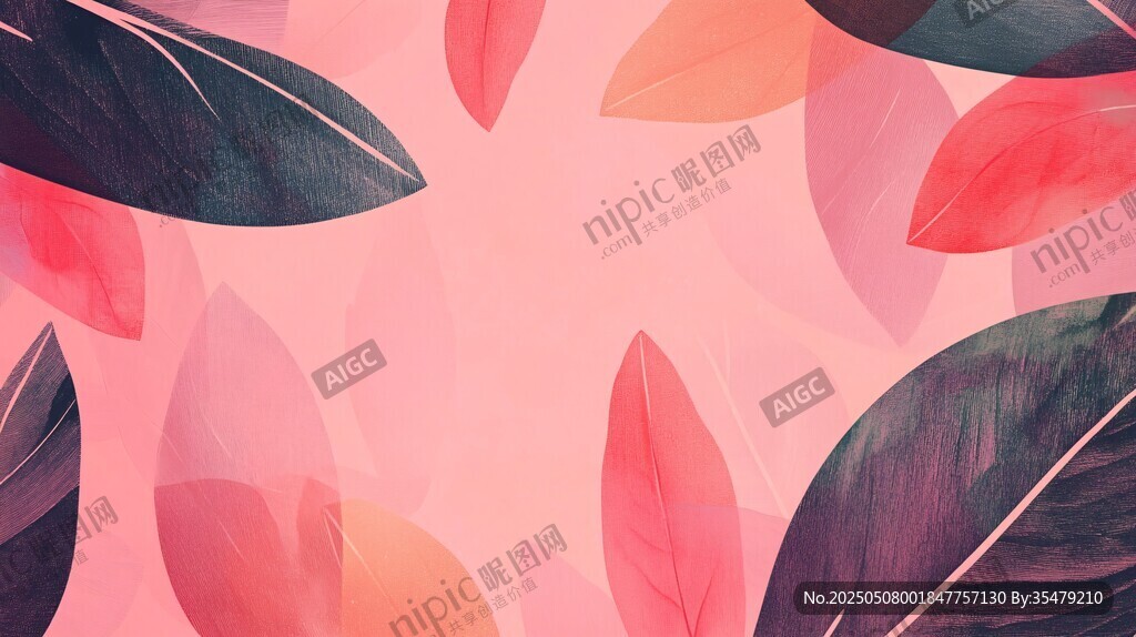 梦幻渐变树叶背景图案