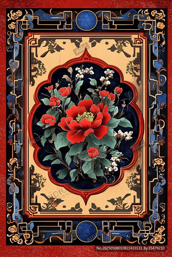 中式牡丹花纹饰图案