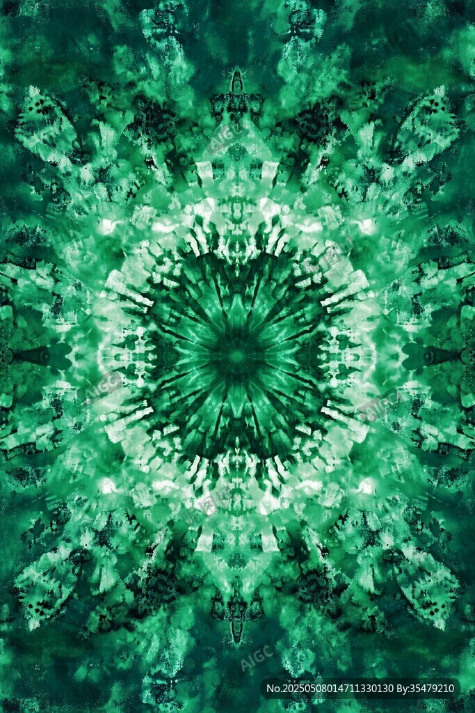 梦幻绿调对称抽象图案