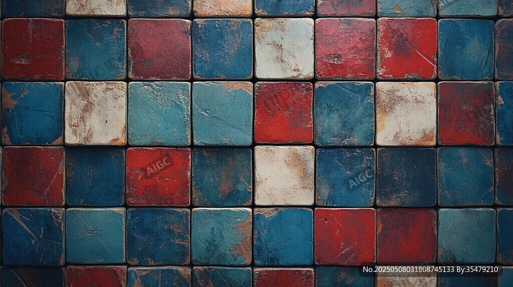 复古彩色方块瓷砖背景图
