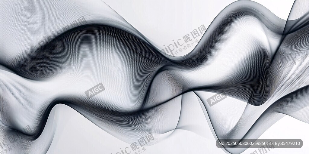 飘逸黑白烟雾动感线条图