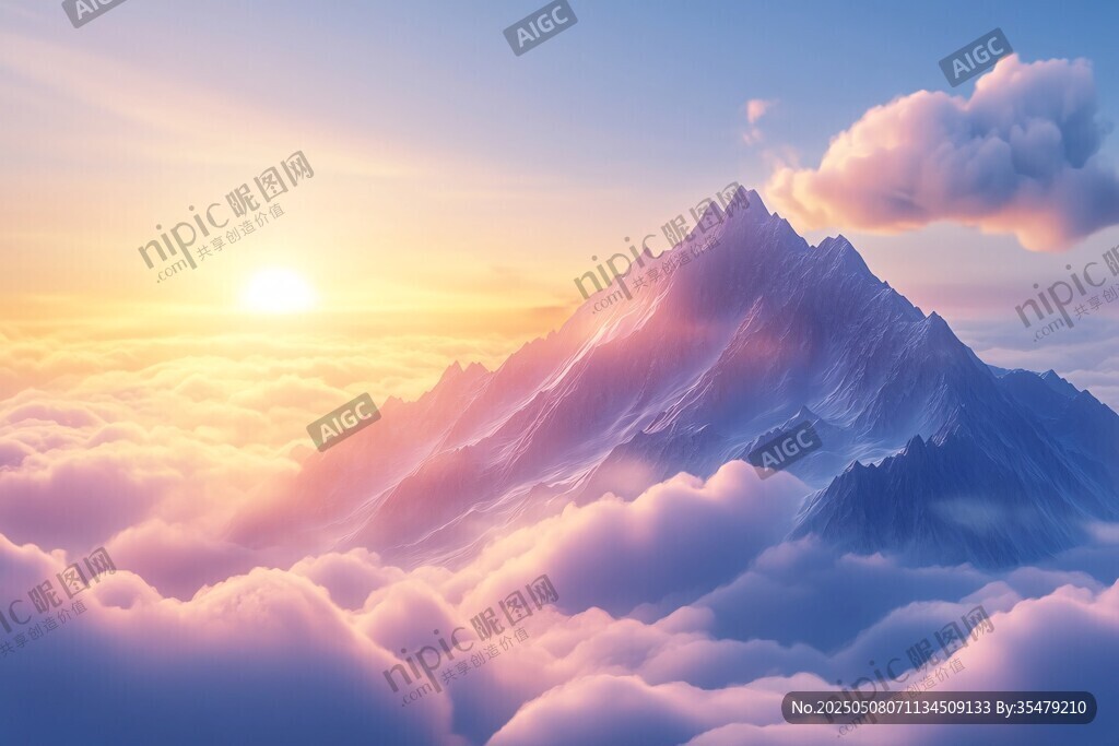 云海之上的壮丽山峰日出