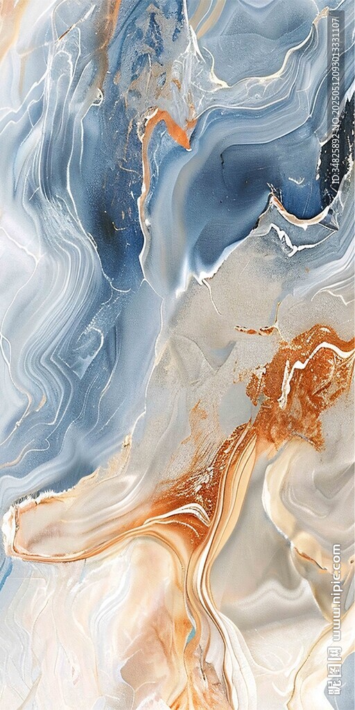 蓝金交融流体艺术纹理