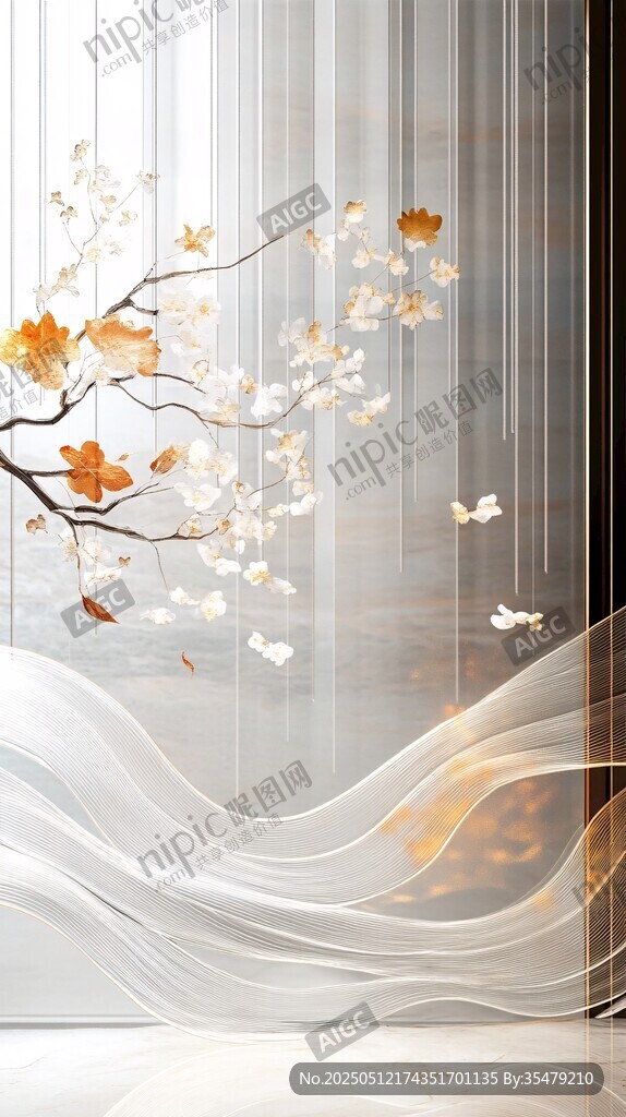 中式写意花鸟梦幻背景图