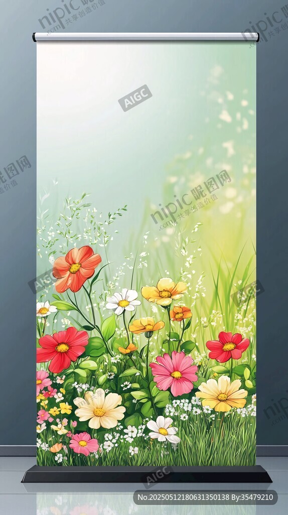 春日花卉展架背景画面