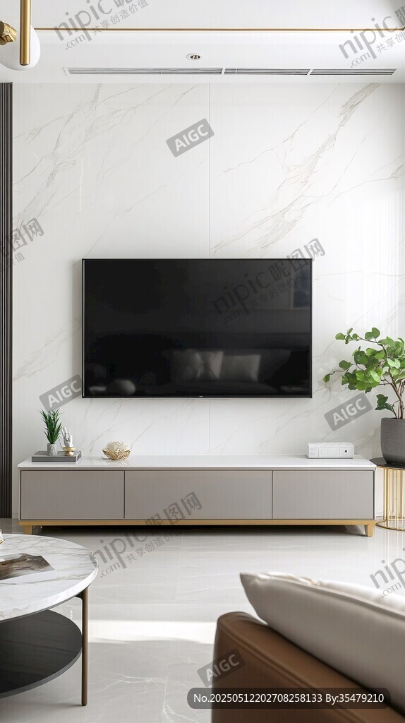 现代简约风客厅电视墙一角