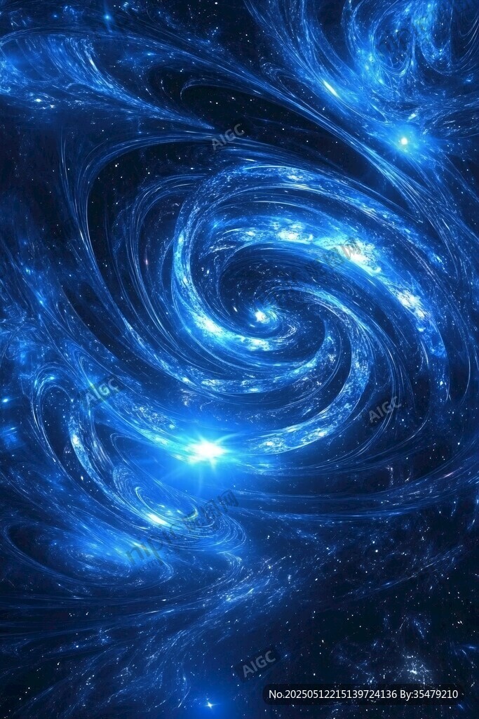 梦幻蓝色星系漩涡星空图