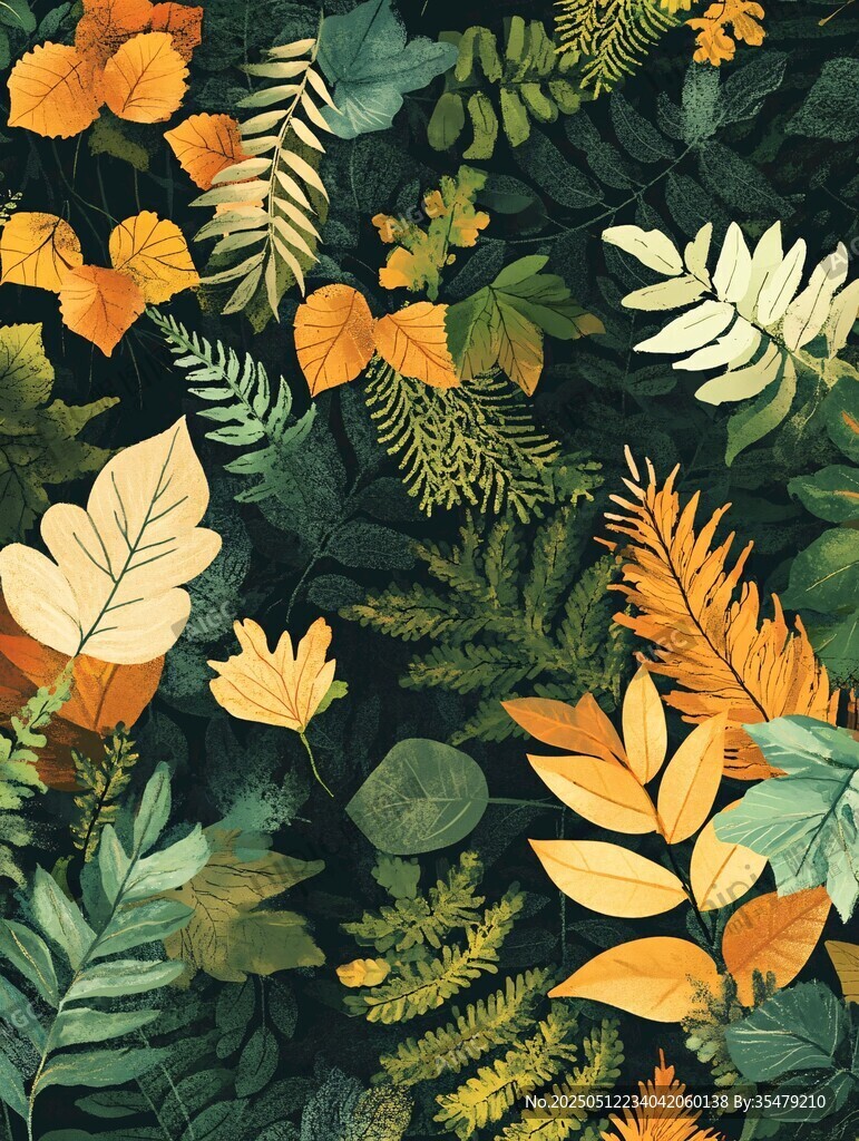秋季多彩植物叶片图案