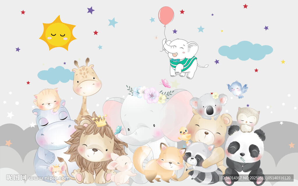 卡通动物背景墙
