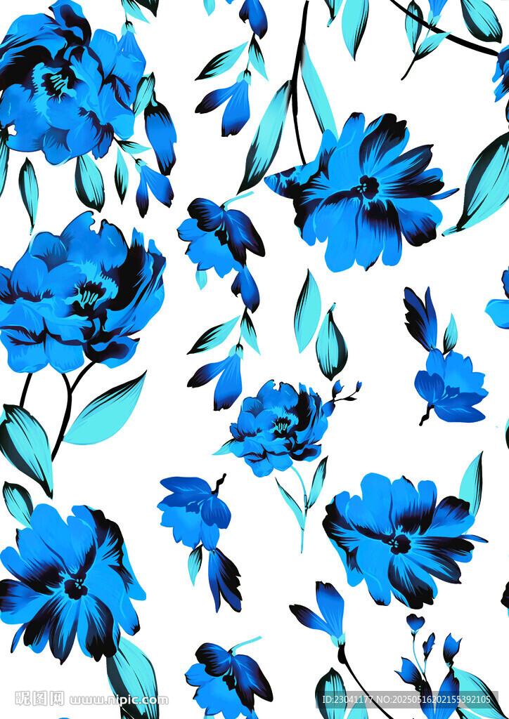 蓝花图案背景设计素材