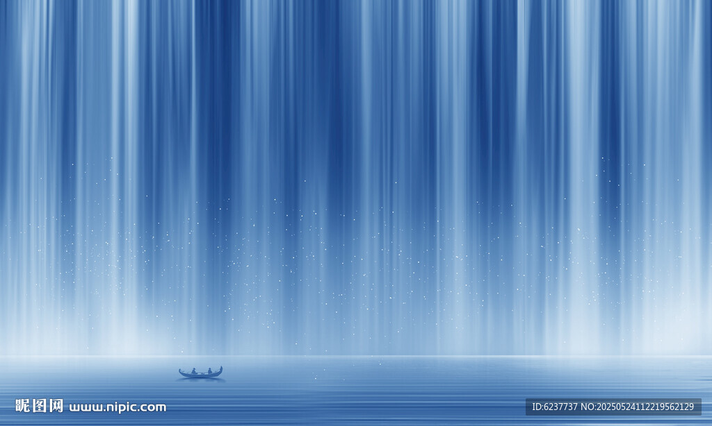 流水生财瀑布山水图