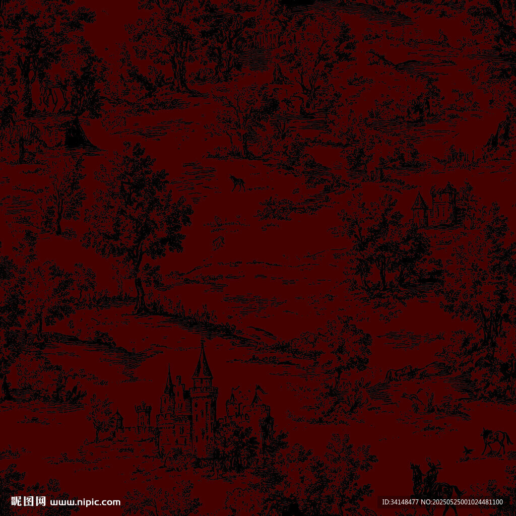 中式红底黑色花纹图案