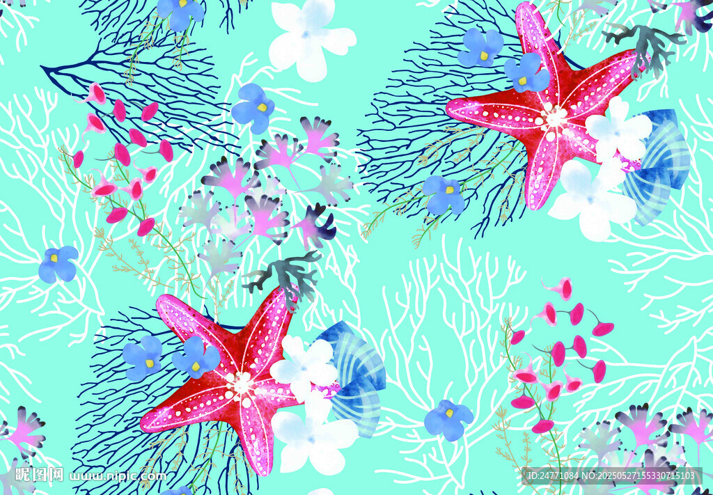 清新花卉松果图案背景