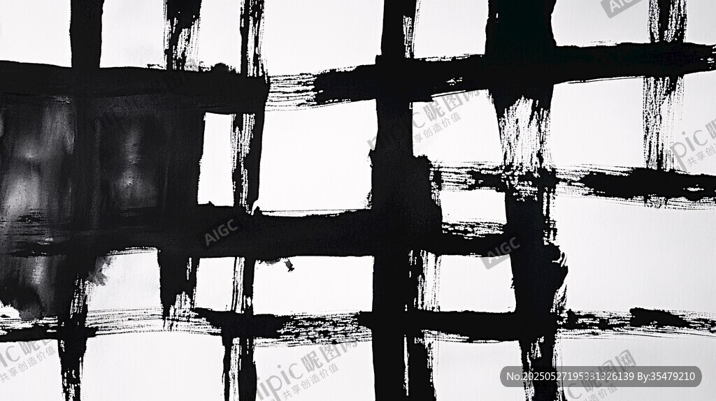 黑白笔触抽象艺术画面