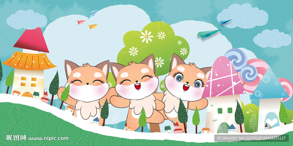 卡通小狗背景墙