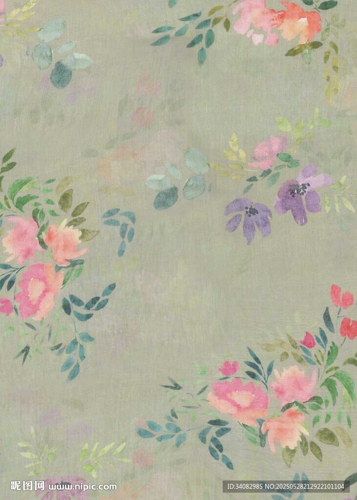 淡雅花卉图案布料