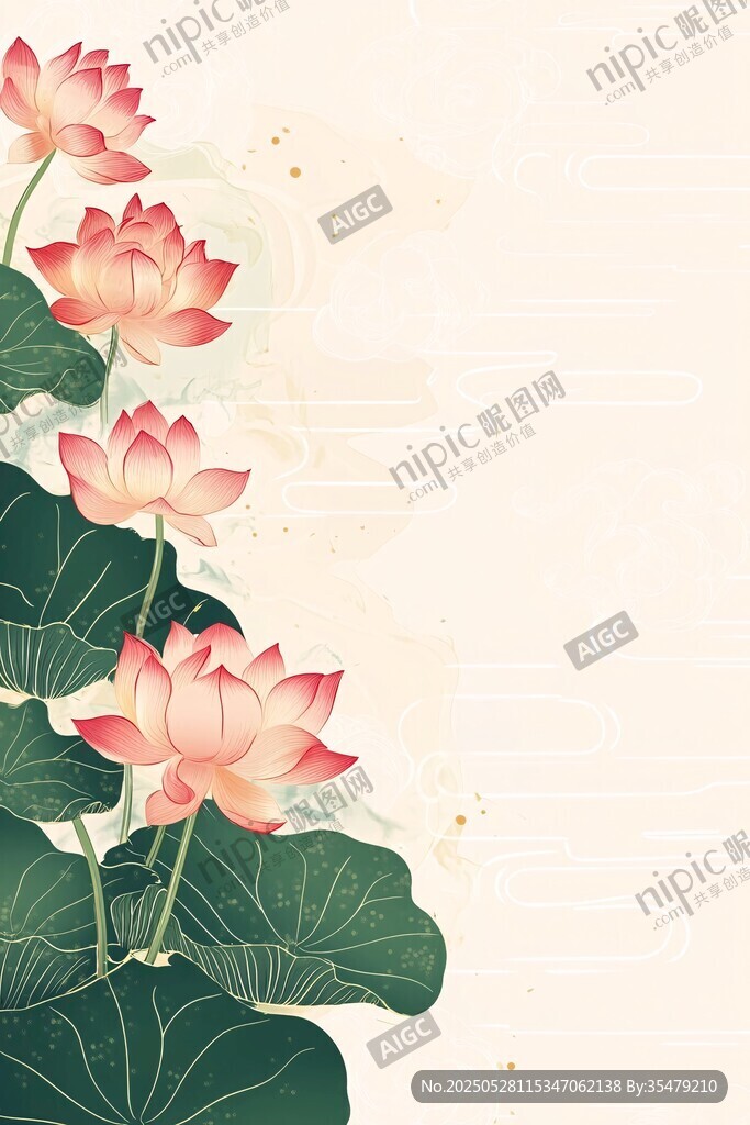 水墨风荷花装饰图