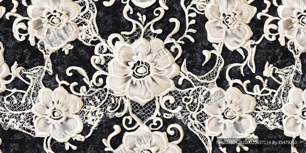 黑白蕾丝花卉精美图案