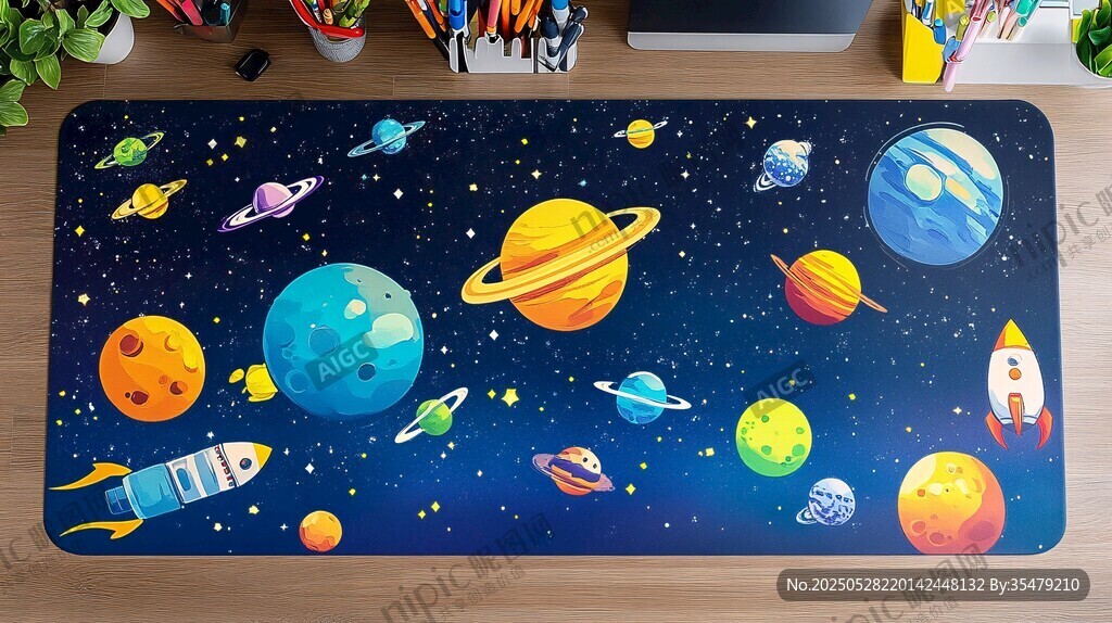 可爱卡通太空主题鼠标垫
