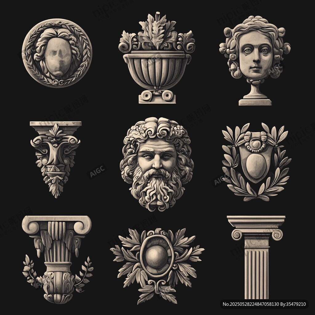 古典雕塑装饰元素集合