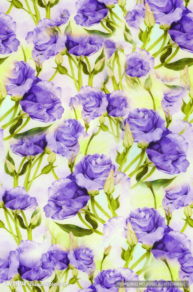 紫色花卉水彩图案背景