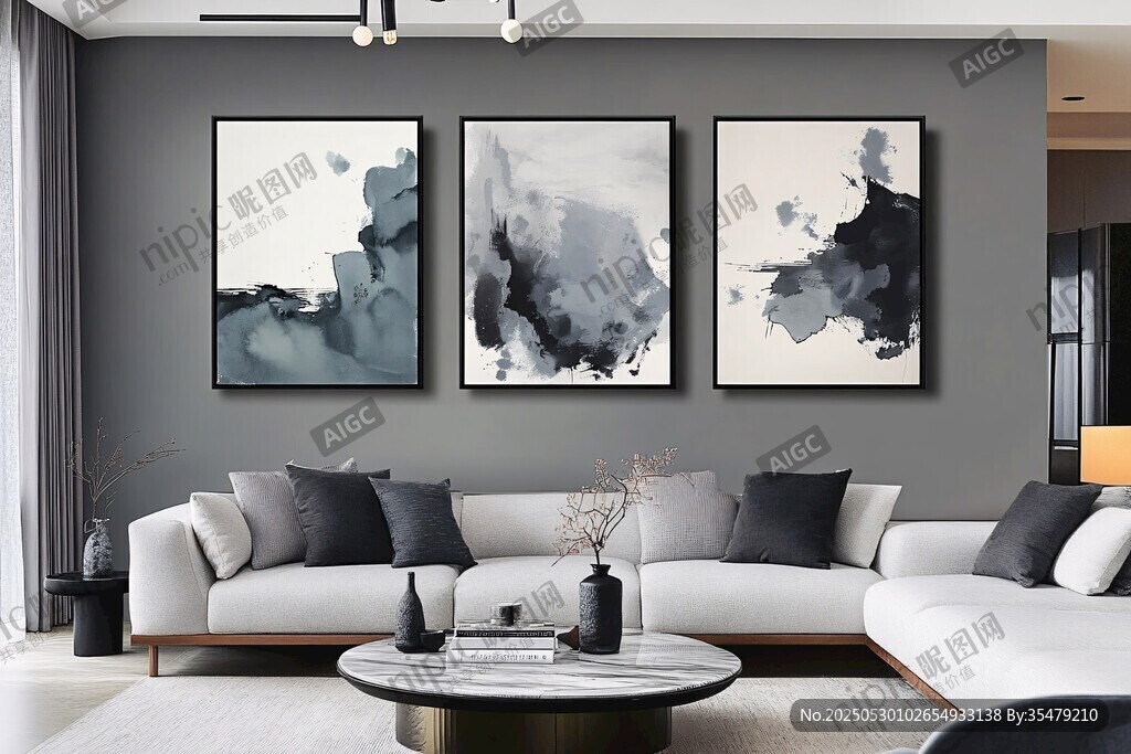 现代简约风客厅艺术挂画