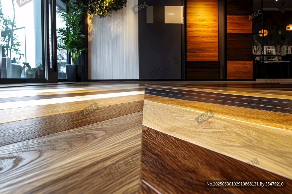 现代室内木质地板精美一角