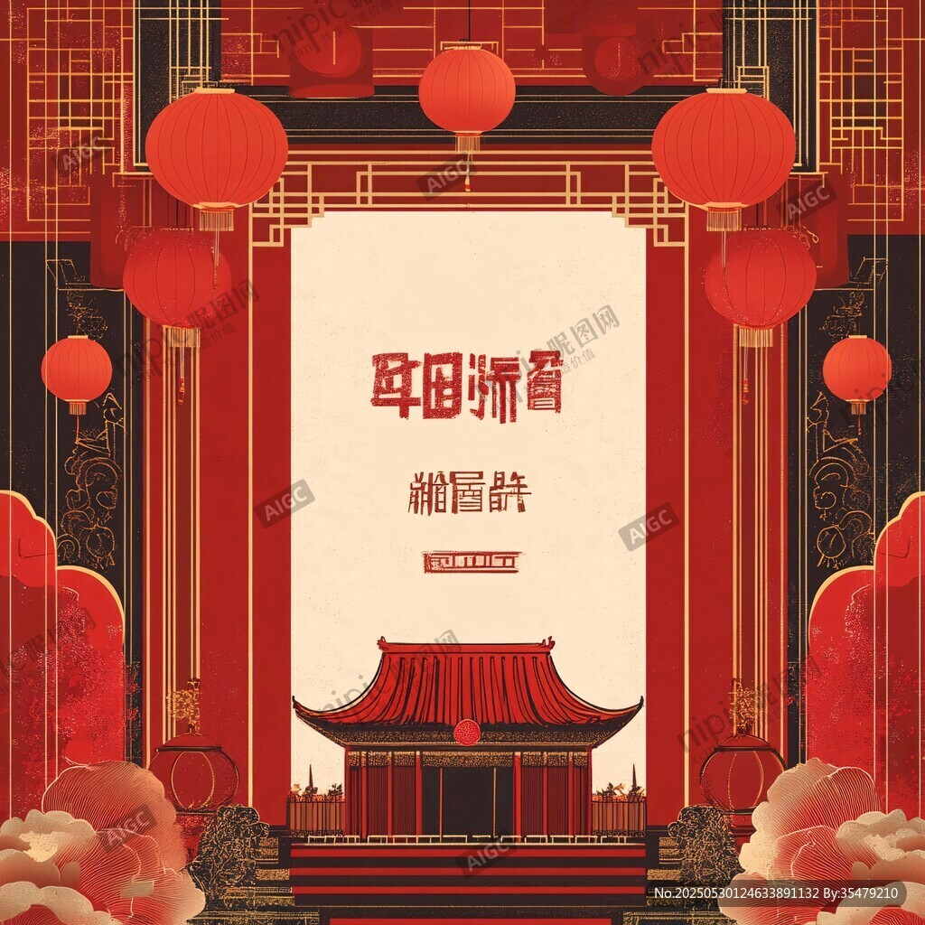 中式新春背景喜庆场景