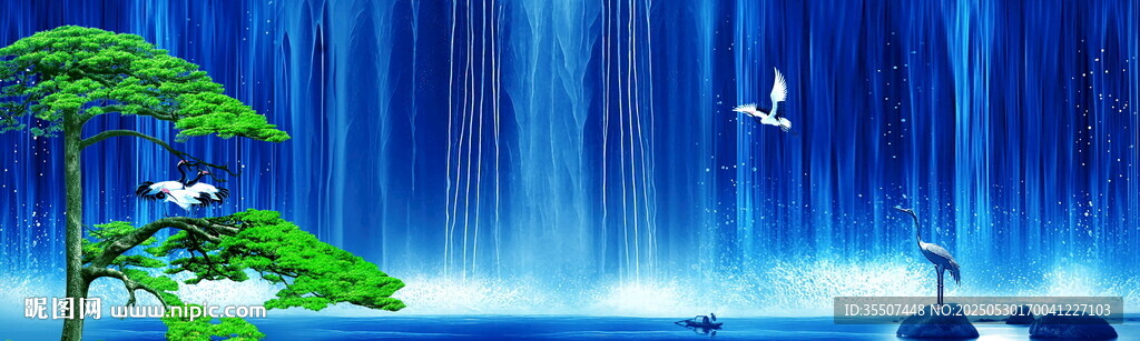 巨幅高山流水瀑布