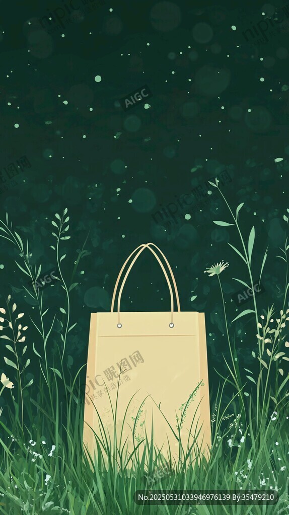 草地上的简约手提袋