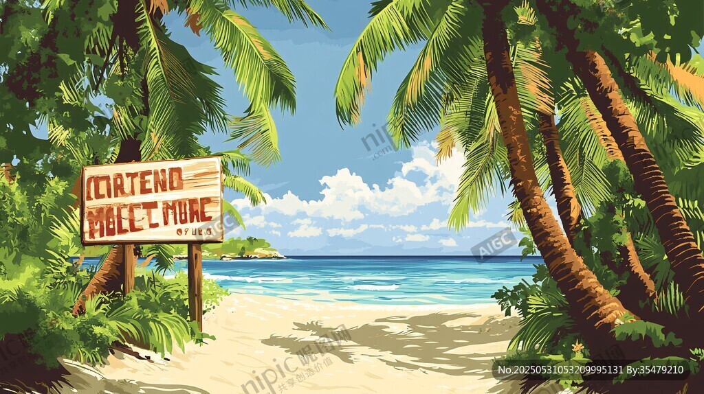 热带海滩的卡塔诺市场标识