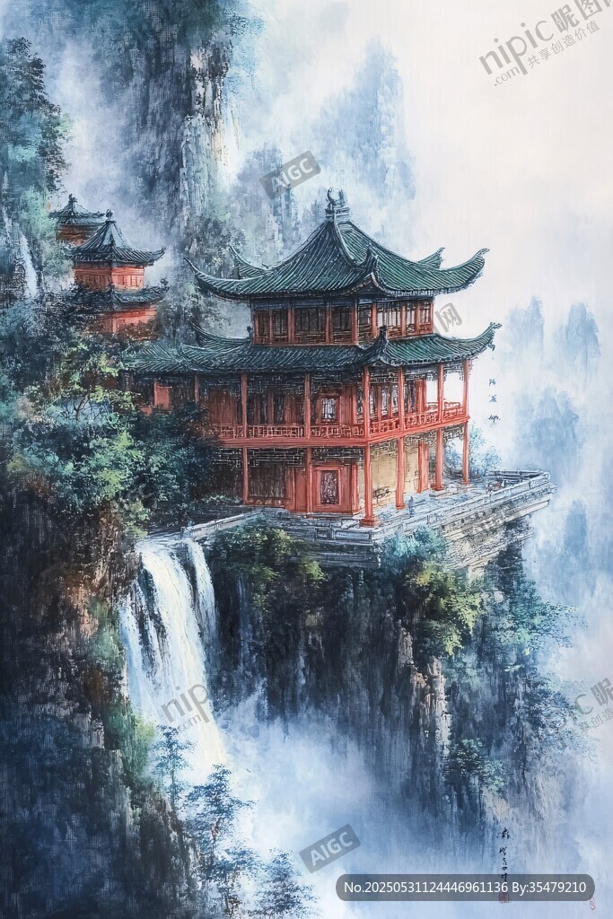 悬崖古建绘就山水逸景