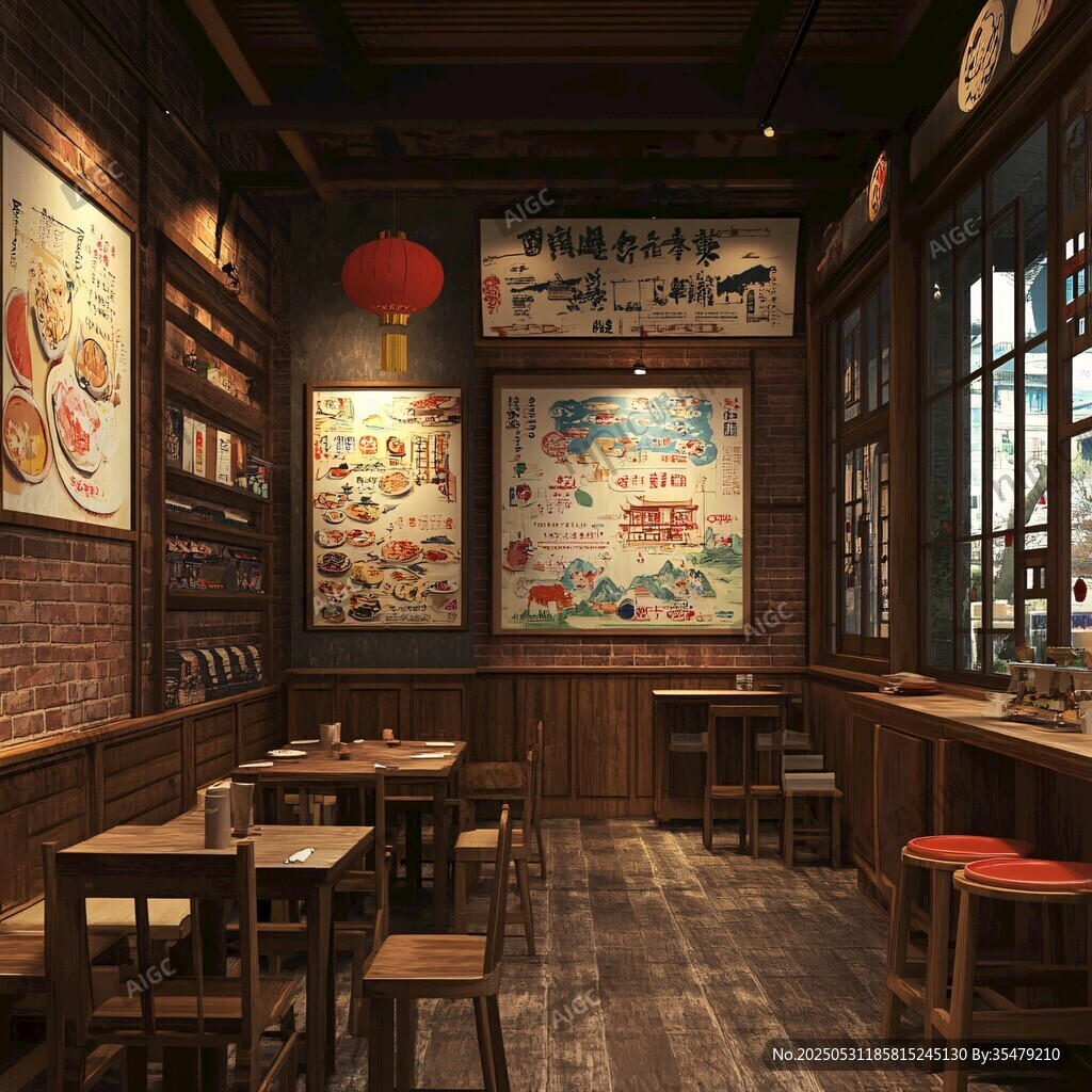 复古风中式餐厅室内景致