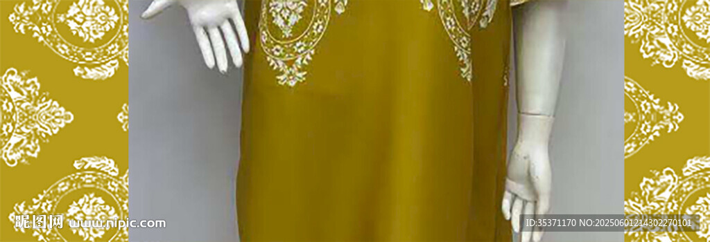 黄色花纹服饰展示