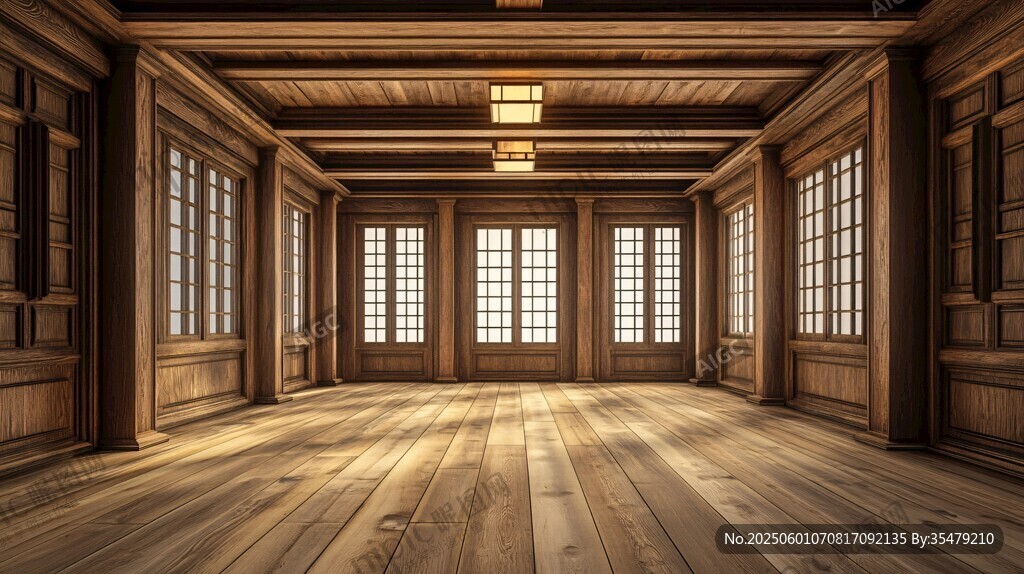 木质复古风宽敞空荡室内空间