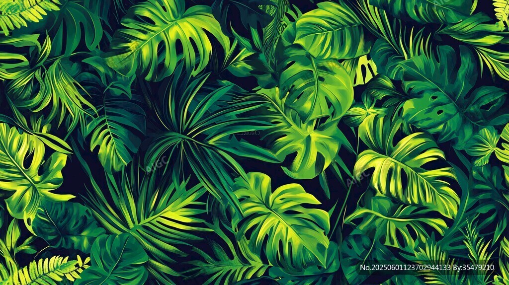 热带植物无缝图案背景