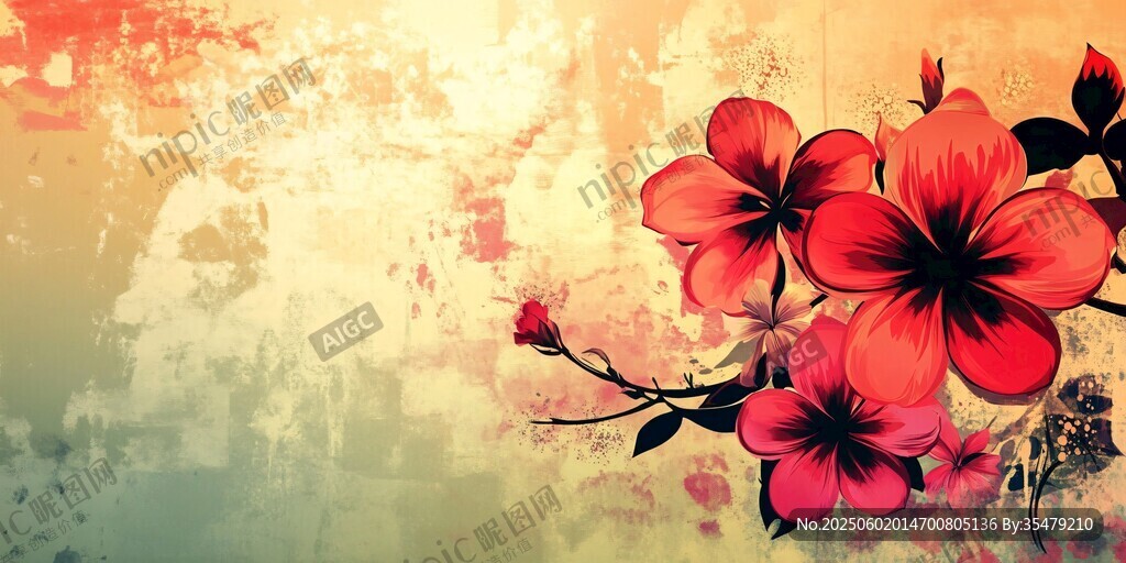 复古风艳丽花卉背景图