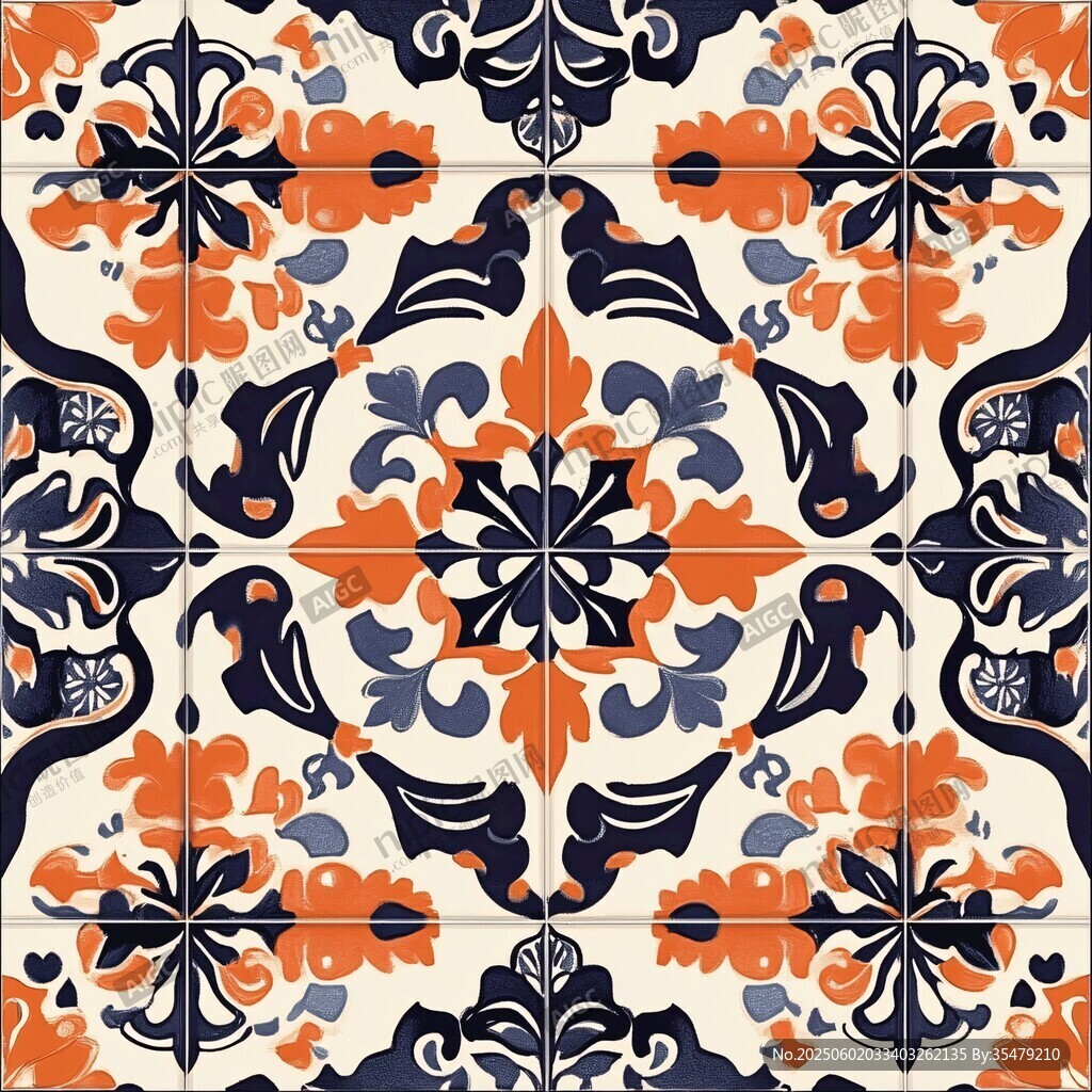 复古花卉瓷砖图案设计