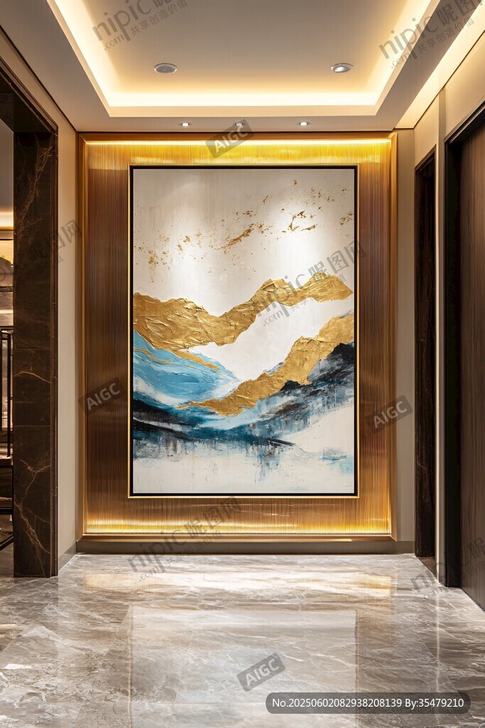 奢华走廊的山水艺术挂画