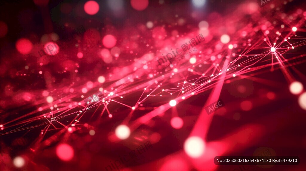 梦幻红调科技感线条光影