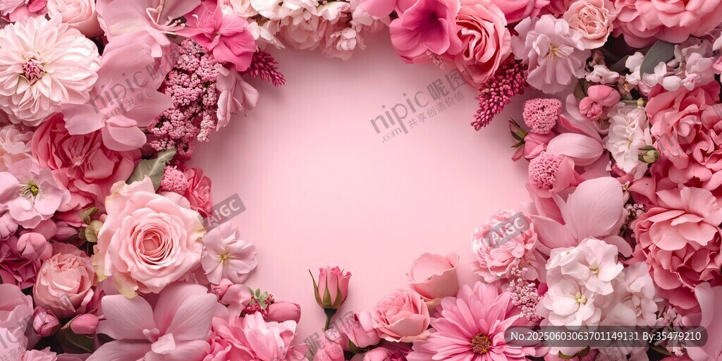 粉色浪漫花卉环形背景