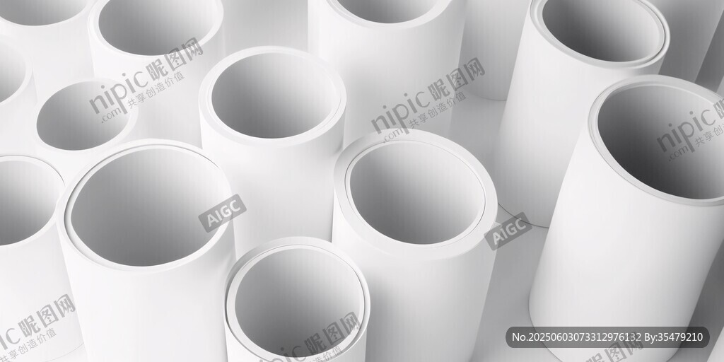 白色PVC管材整齐排列
