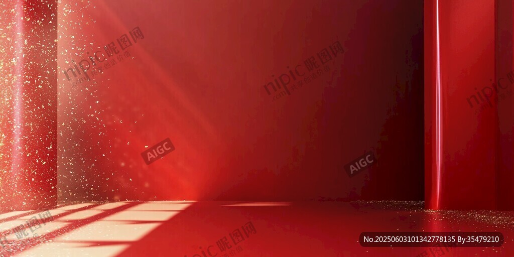 红色梦幻背景空间场景