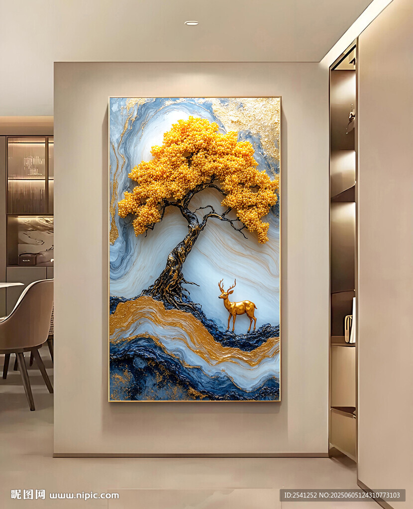 原创客厅装饰画高档油画金发财树