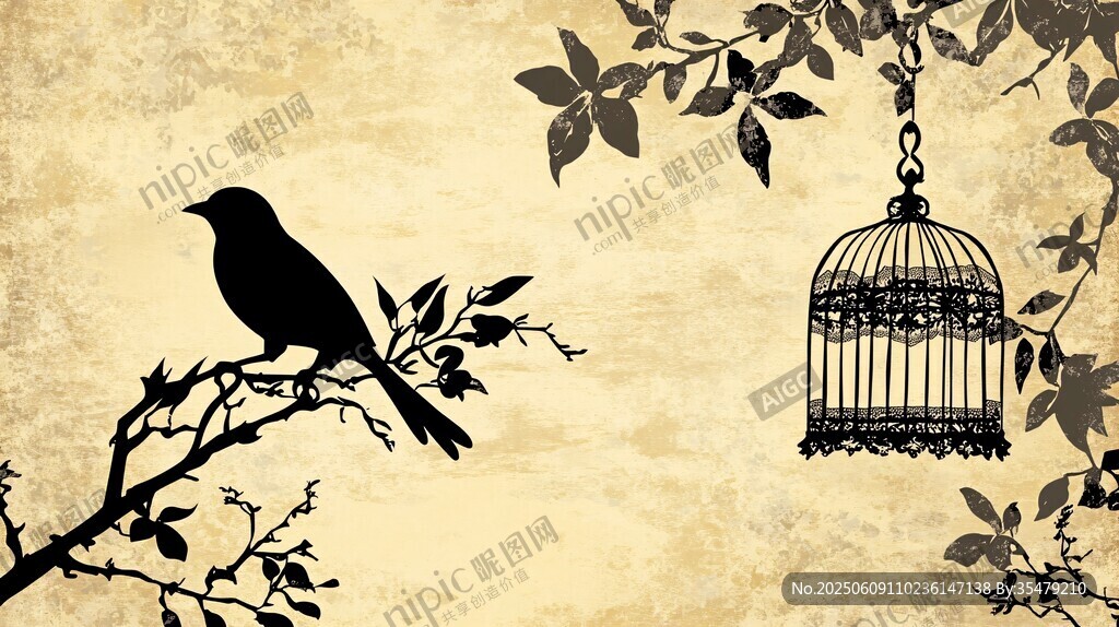 笼外飞鸟与复古鸟笼